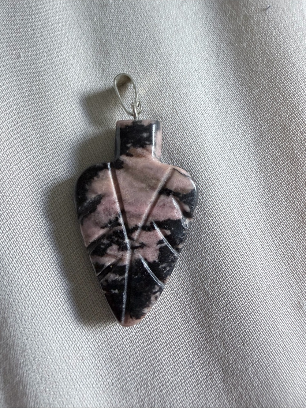 Rhodonite Arrowhead Stone Pendant